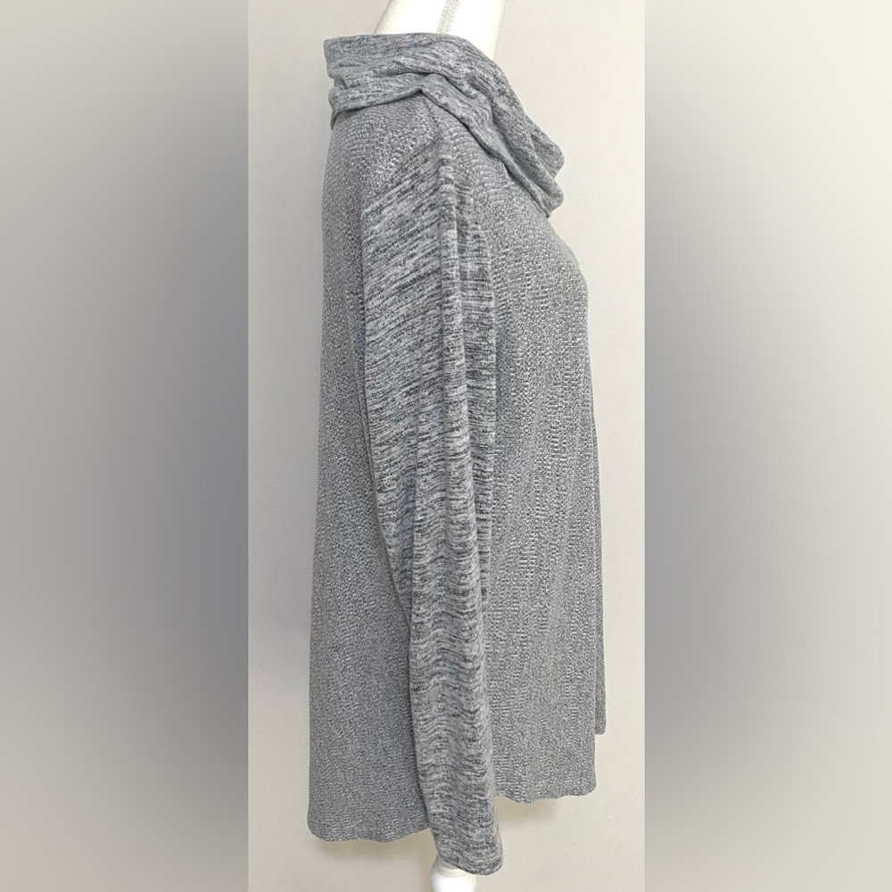 Sojo Womens XL Solid Gray Cowl Neck Sweater Grandmillenial Preppy Cabincore - Picture 7 of 13